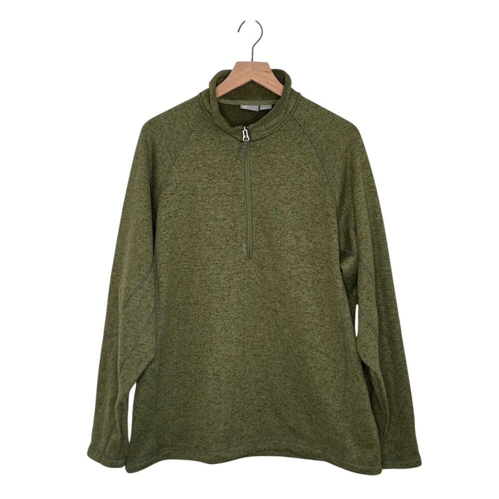 WHITE SIERRA Men's Large Pullover Sweater Half Zip Polyester Green Thick Warm L